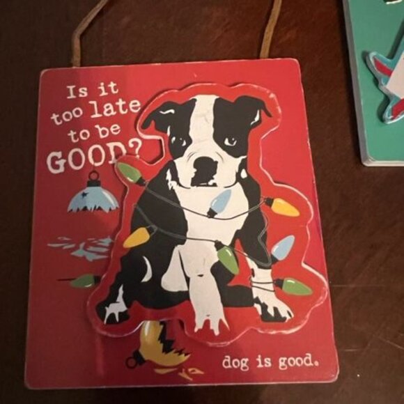 Dog Is Good Holiday wood Wall Plaque Set By Kurt S. Adler happy holidogs - Picture 5 of 7